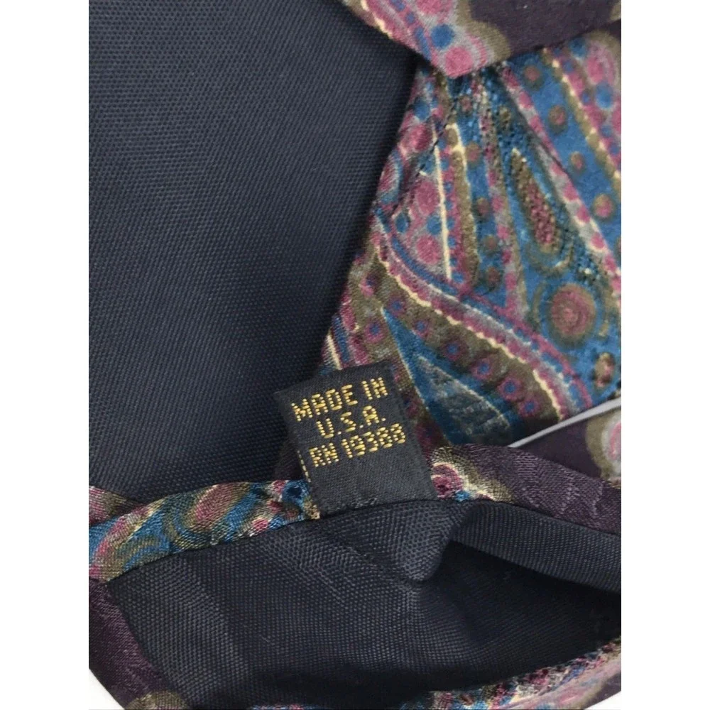 Aquascutum Tie 100% Silk Black Blue Purple Paisley Elegant Business Necktie 56